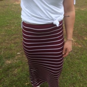 Long Skirt -stretch jersey knit maxi in wine color